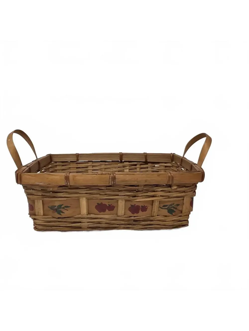 Vintage Woven Basket Pair Fruit Hearts Buttons Rustic Country Decor